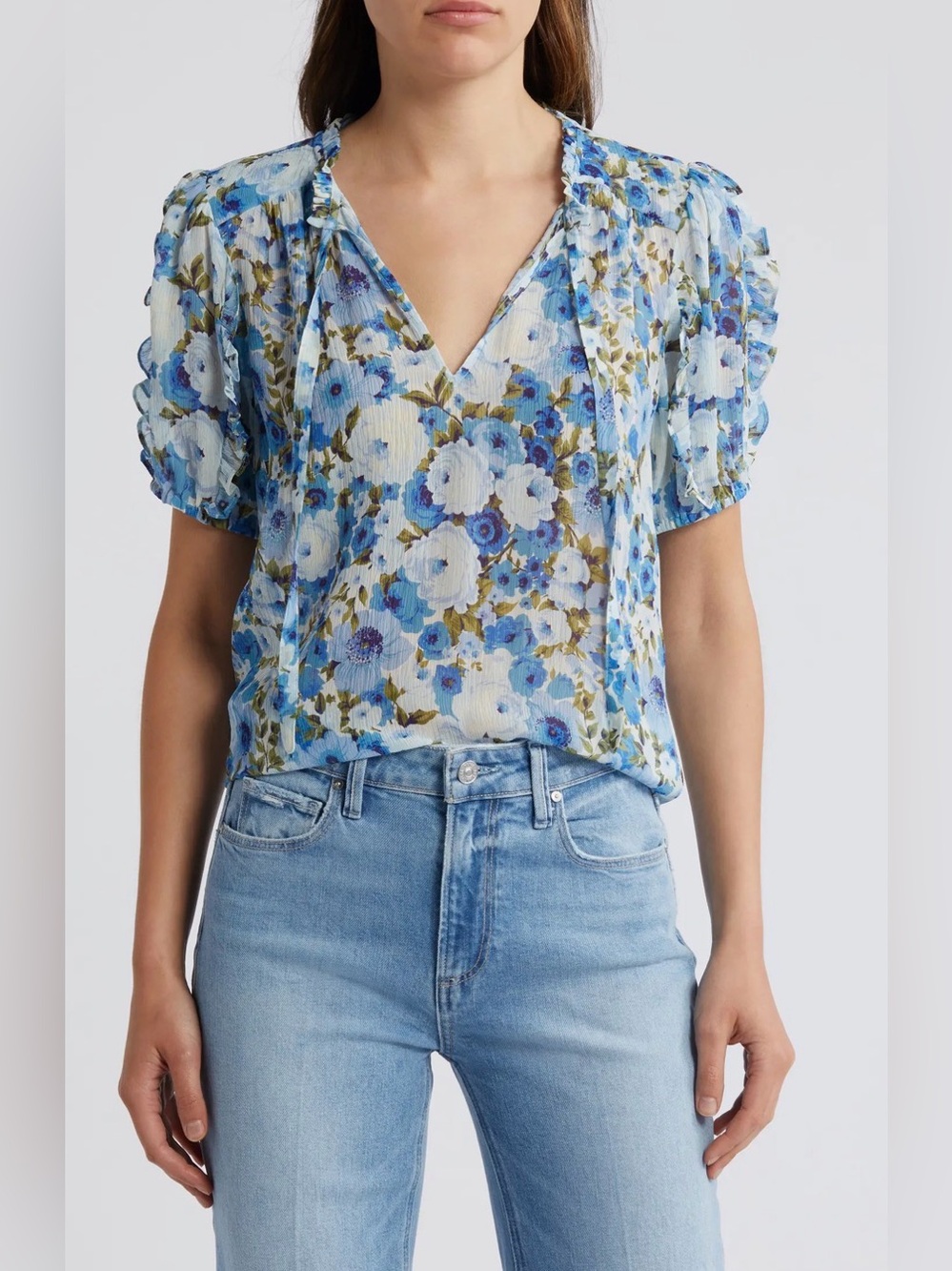 Paige Dandelion Silk Tie-Neck Blouse